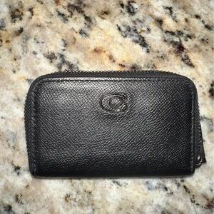 Coach Textured Black Leather Card Holder